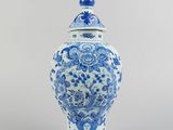 blue and white ginger jar with lid