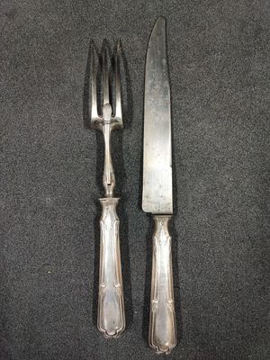 1 Couvert à gigot Argent fourré Minerve et lame Métal