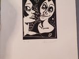 un dessin en noir et blanc représentant une femme et un homme