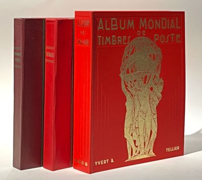 Carton avec 10 classeurs et 3 albums.