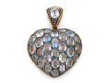 une image représentant un pendentif en forme de cœur orné de pierres bleues et blanches