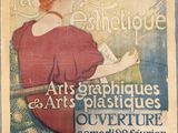 affiche représentant une femme en robe rouge assise sur une chaise