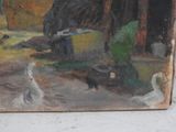 a picture of a painting of a man and a horse in a field