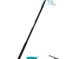 a close up of a broom with a brush and a cord
