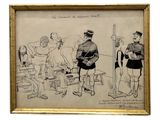 dessin représentant un homme en uniforme debout devant le dessin d'un autre homme
