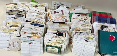 beaucoup de fiches et un classeur posés sur la table