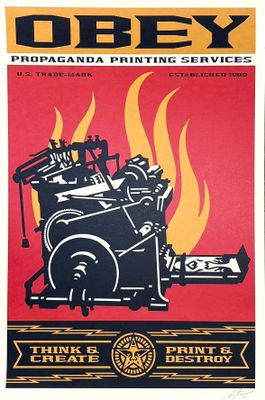 an image of a poster with a fire engine on it