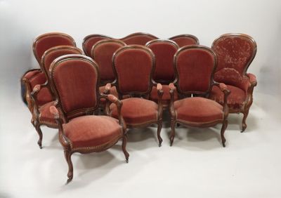 MOBILIER DE SALON Louis Philippe en acajou, garnis d'un velo…