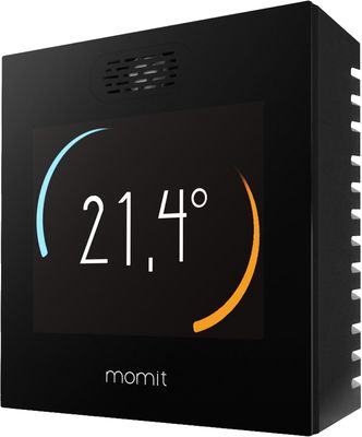 un thermostat numérique noir muni d'une horloge
