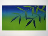 une image d'une photo d'un tableau représentant un fond vert et bleu