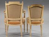 pair of louis xvi style armchairs with upholstered seats