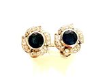 paire de boucles d'oreilles à clous en saphir et diamants