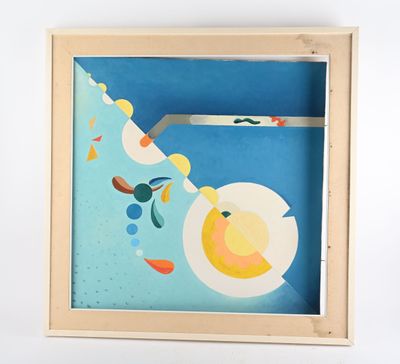 tableau représentant une assiette de fruits et un couteau posés sur une table