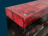a red box that is sitting on top of a table