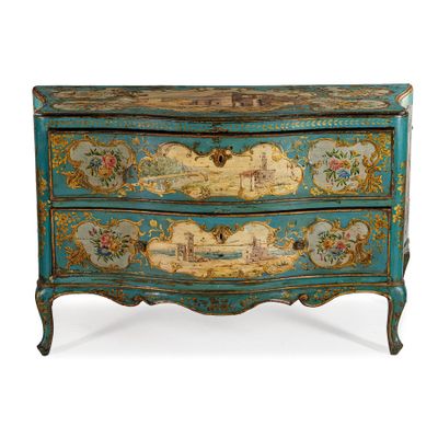 une image représentant une commode bleue avec une carte sur la façade