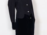 vintage black velvet skirt suit with gold buttons