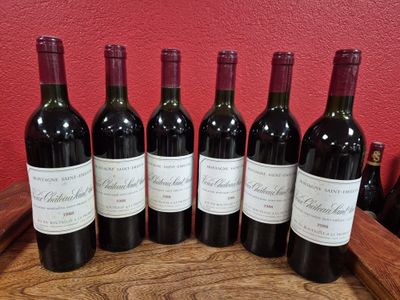 six bouteilles de vin rouge sont alignées sur un plateau en bois