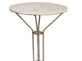 a white marble topped table with a metal base