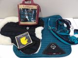 a bag and a pair of gloves on a table with a bag and a pair of gloves on a table