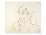 anime drawing of a woman with a tear on her face