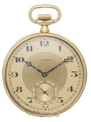 une image représentant une montre de poche en or avec des chiffres romains