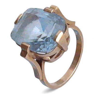 BAGUE en or jaune sertie d'une pierre bleue facettée poids 7,2 g TDD 5 - Photo 1