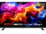 une Smart TV dont l'écran affiche un motif coloré représentant de la fumée