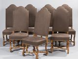lot de six chaises de salle à manger françaises du XIXe siècle en noyer, avec assises rembourrées