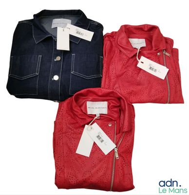 three men ' s shirts in different colors with tags on them