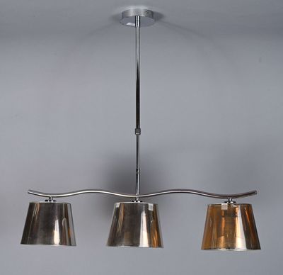 Suspension à trois feux en métal, abat-jour en feuille plast…