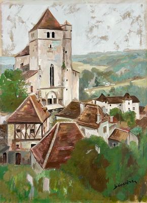 École Française XX° Saint-Cirq-Lapopie Gouache sur papier si…