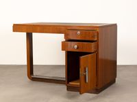 Bureau moderniste en bois de placage et métal chromé. (photo 2)