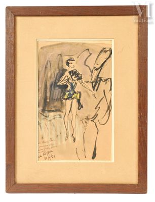 tableau représentant une femme à cheval, avec un homme assis derrière elle