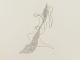 dessin représentant une femme aux cheveux longs, coiffée d'un chapeau