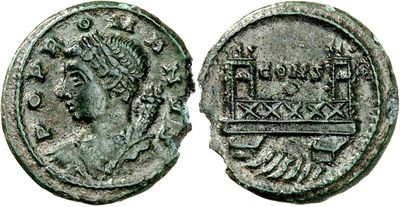 an ancient roman coin with a head of a man on it