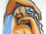 tableau représentant une femme allongée dans son lit, la tête posée sur sa main