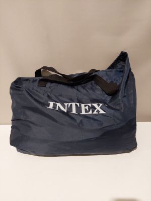 navy blue nylon tote bag with white intlex logo