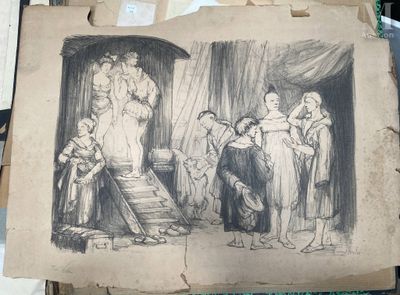 un dessin sur une feuille de papier représentant des personnes