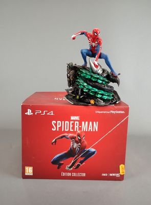 a close up of a box with a spider - man figurine on top of it