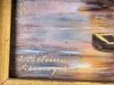 a picture of a painting of a boat in the water