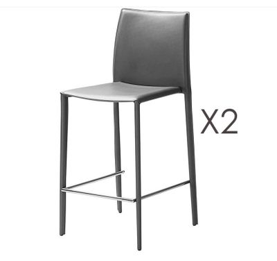 Lot de 2 chaises de bar BORA BORA en cuir recyclé coloris an…