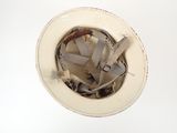 an overhead view of a ceiling fan with a hole in it