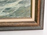 a picture of a painting of a boat in the water
