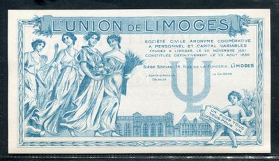 un gros plan sur une carte de visite bleue et blanche sur laquelle figure la photo d'un groupe de femmes