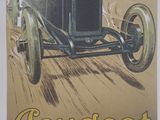 une photo d'une affiche représentant une voiture roulant sur la route
