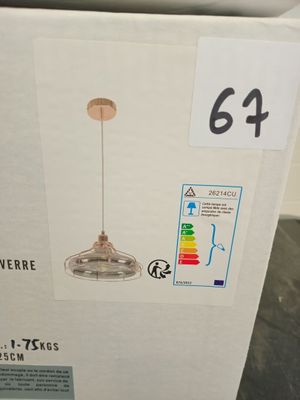 @@@ 4 suspensions métal et verre cuivre - NEUF EN CARTON - V…