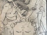 an image of a drawing of a man playing a musical instrument