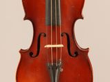 a close up of a violin with a bow on a white background
