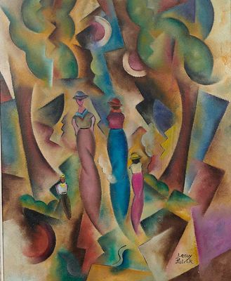 an image of a painting of a woman holding a vase