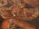 an image of a painting of a woman and a man in a manger